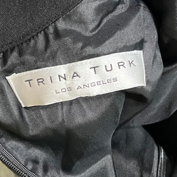 Trina Turk Black Embellished Long Sleeve Wool Blend Sheath Dress - Picture 7 of 7